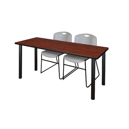 Kee Rectangle Tables > Training Tables > Kee Table & Chair Sets, 72 W, 24 L, 29 H, Cherry MT7224CHBPBK44GY